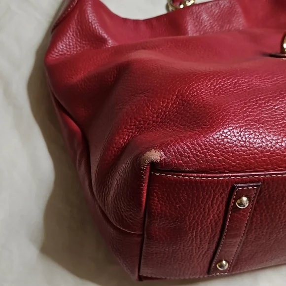 Dooney & Bourke Red Pebble Leather Hobo Shoulder Bag - Picture 8 of 10
